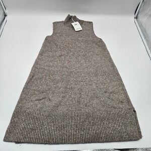 FREE ASSEMBLY Turtleneck Mini Dress Light Heather Oat Knit Sleeveless M